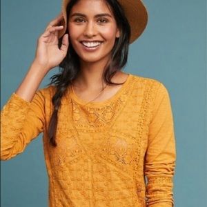 Anthropologie Eve Sur Mer Gold Piana Eyelet Top